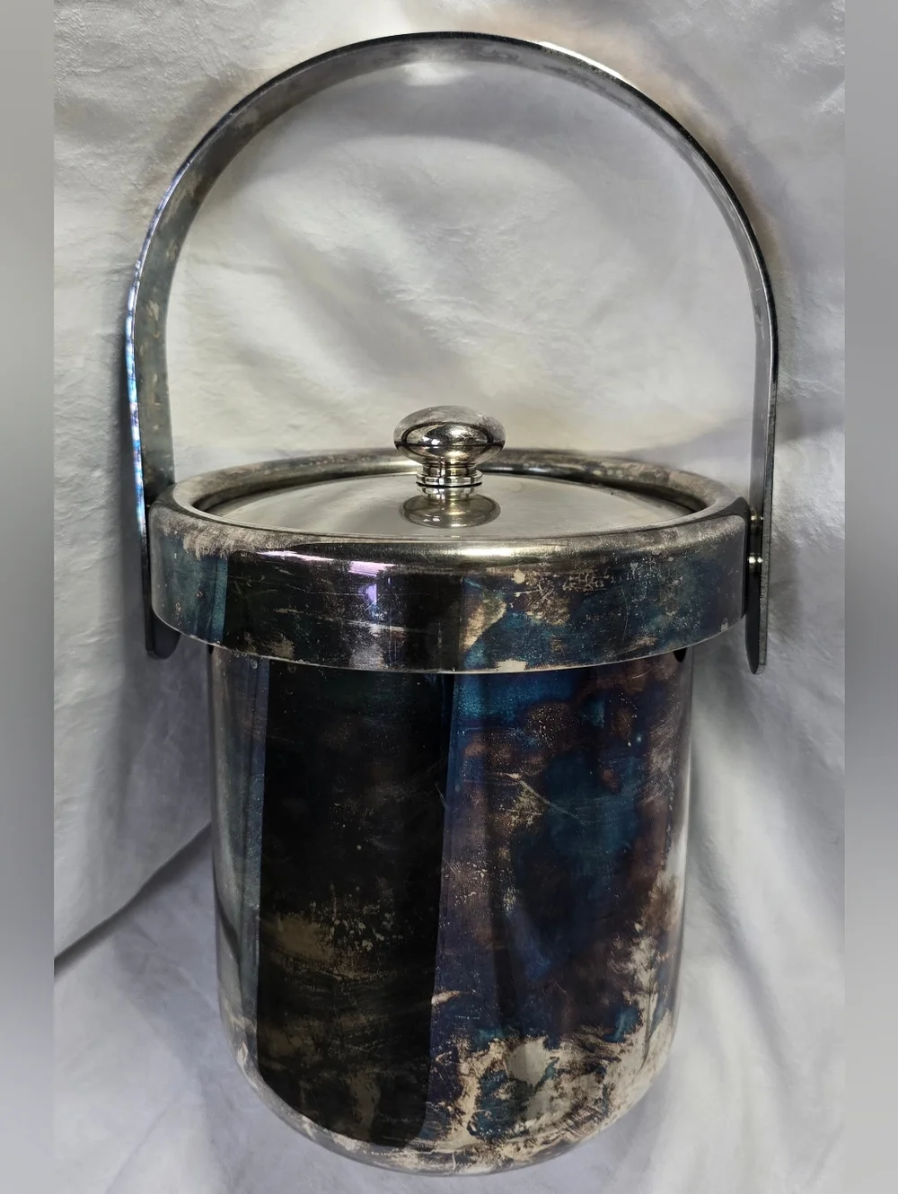 Vtg Italian Ice Bucket (Silver Plate on Brass)